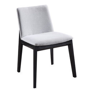 HomeRoots Set of Two Mid-Century Light Gray Upholstered Dining Chairs with Solid Black Wood Legs, Versatile! 527879
