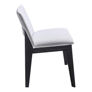 HomeRoots Set of Two Mid-Century Light Gray Upholstered Dining Chairs with Solid Black Wood Legs, Versatile! 527879
