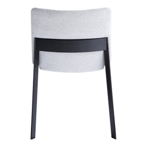 HomeRoots Set of Two Mid-Century Light Gray Upholstered Dining Chairs with Solid Black Wood Legs, Versatile! 527879