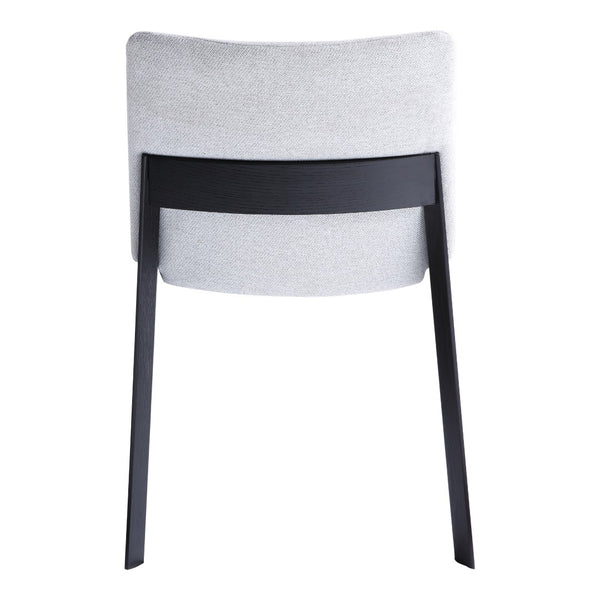 HomeRoots Set of Two Mid-Century Light Gray Upholstered Dining Chairs with Solid Black Wood Legs, Versatile! 527879