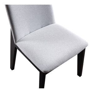 HomeRoots Set of Two Mid-Century Light Gray Upholstered Dining Chairs with Solid Black Wood Legs, Versatile! 527879