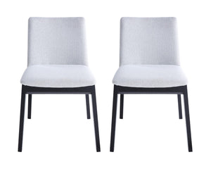 HomeRoots Set of Two Mid-Century Light Gray Upholstered Dining Chairs with Solid Black Wood Legs, Versatile! 527879