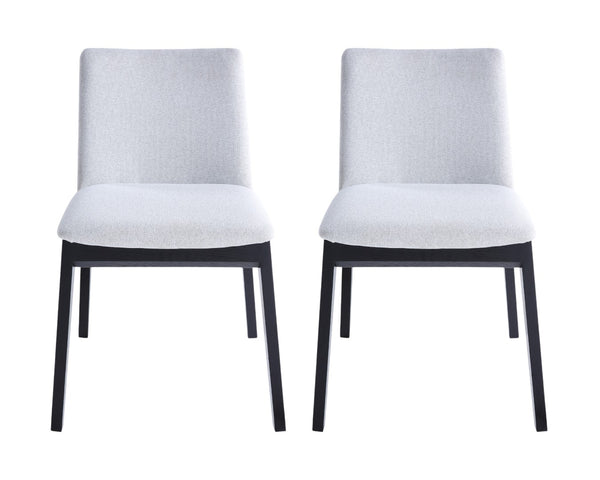 HomeRoots Set of Two Mid-Century Light Gray Upholstered Dining Chairs with Solid Black Wood Legs, Versatile! 527879