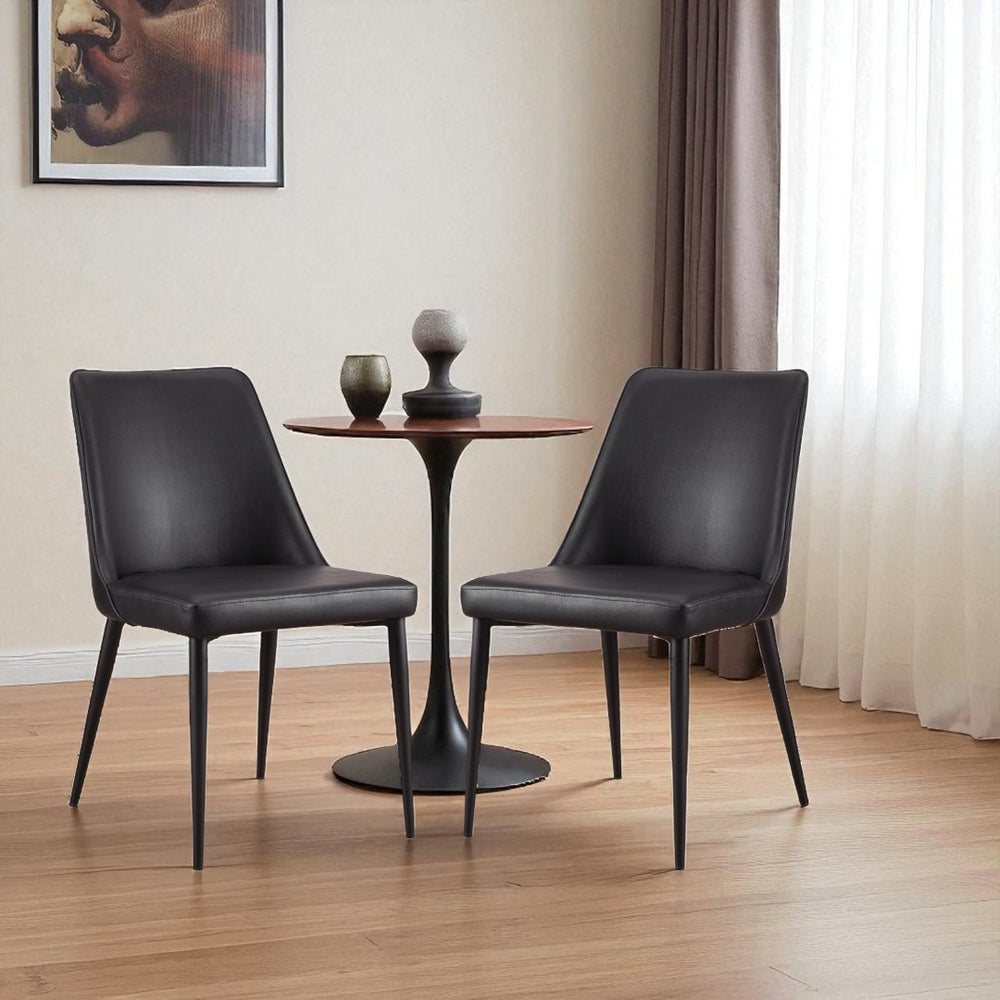 HomeRoots Set of Two Modern Black Faux Leather Dining Chairs - Stylish, Comfortable & Versatile Seating Solution 527881