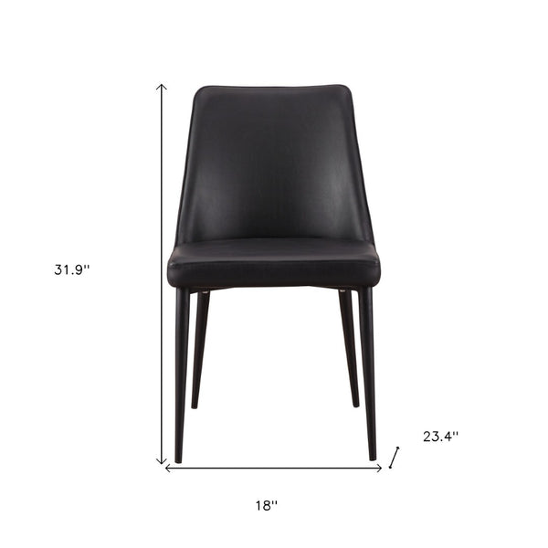 HomeRoots Set of Two Modern Black Faux Leather Dining Chairs - Stylish, Comfortable & Versatile Seating Solution 527881