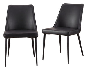 HomeRoots Set of Two Modern Black Faux Leather Dining Chairs - Stylish, Comfortable & Versatile Seating Solution 527881