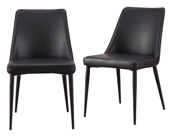 HomeRoots Set of Two Modern Black Faux Leather Dining Chairs - Stylish, Comfortable & Versatile Seating Solution 527881