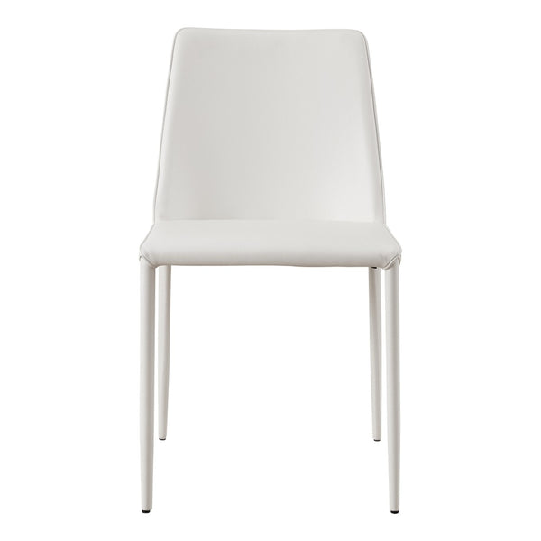HomeRoots Set of Two Elegant White Faux Leather Dining Chairs for Modern Homes - Stylish Comfort & Versatility 527884