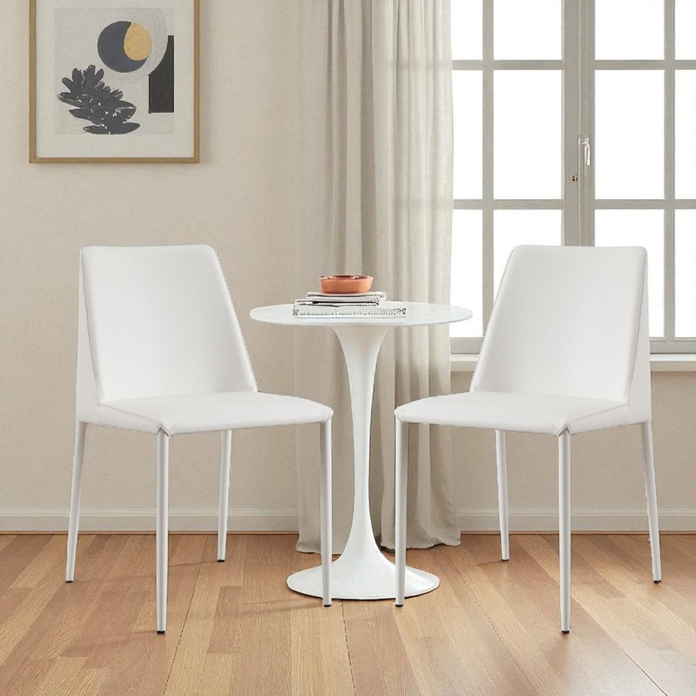 HomeRoots Set of Two Elegant White Faux Leather Dining Chairs for Modern Homes - Stylish Comfort & Versatility 527884