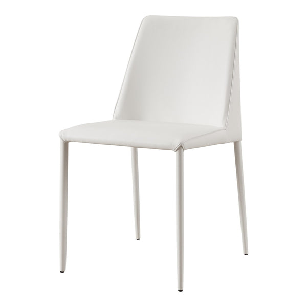 HomeRoots Set of Two Elegant White Faux Leather Dining Chairs for Modern Homes - Stylish Comfort & Versatility 527884