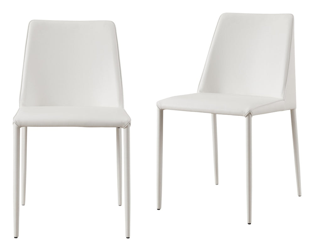 HomeRoots Set of Two Elegant White Faux Leather Dining Chairs for Modern Homes - Stylish Comfort & Versatility 527884