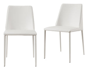 HomeRoots Set of Two Elegant White Faux Leather Dining Chairs for Modern Homes - Stylish Comfort & Versatility 527884