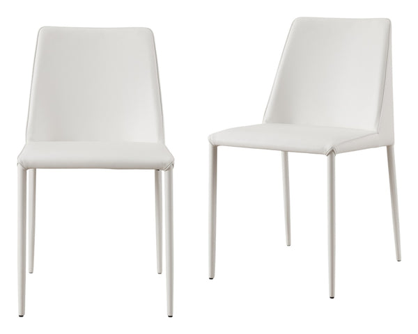 HomeRoots Set of Two Elegant White Faux Leather Dining Chairs for Modern Homes - Stylish Comfort & Versatility 527884