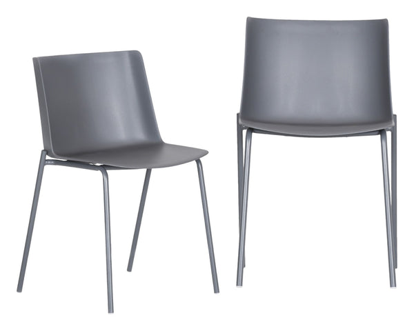 HomeRoots Set of Two Gray Heavy-Duty Plastic Side Chairs - Stylish, Versatile, and Ergonomic for Modern Spaces 527885