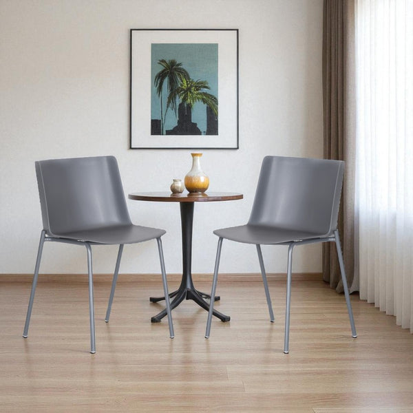 HomeRoots Set of Two Gray Heavy-Duty Plastic Side Chairs - Stylish, Versatile, and Ergonomic for Modern Spaces 527885