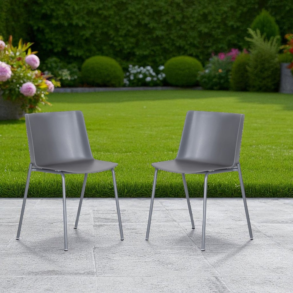 HomeRoots Set of Two Gray Heavy-Duty Plastic Side Chairs - Stylish, Versatile, and Ergonomic for Modern Spaces 527885