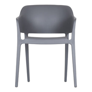 HomeRoots Set of Two Gray Heavy-Duty Plastic Stacking Chairs for Outdoor Dining, Comfort & Modern Style 527886