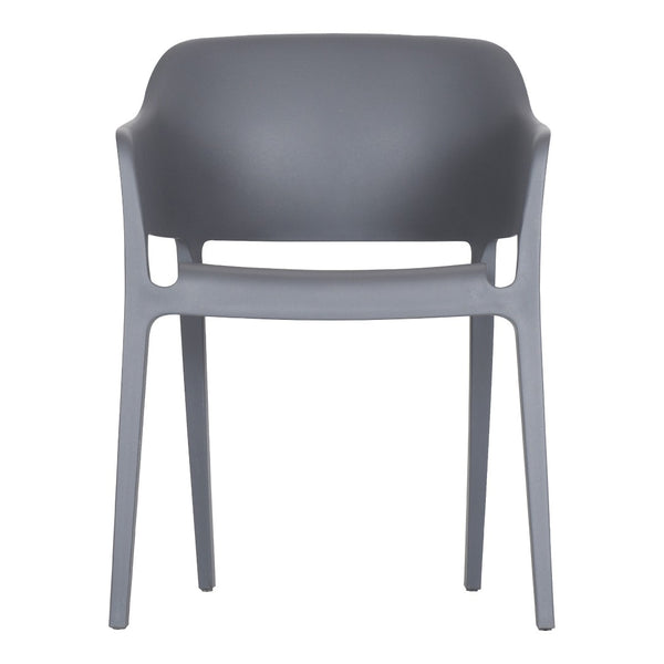 HomeRoots Set of Two Gray Heavy-Duty Plastic Stacking Chairs for Outdoor Dining, Comfort & Modern Style 527886