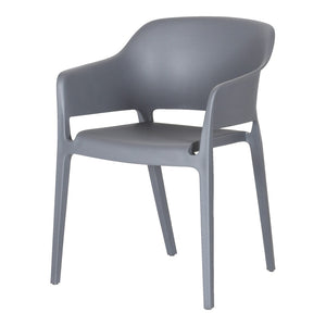 HomeRoots Set of Two Gray Heavy-Duty Plastic Stacking Chairs for Outdoor Dining, Comfort & Modern Style 527886