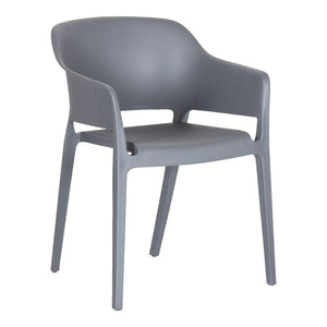 HomeRoots Set of Two Gray Heavy-Duty Plastic Stacking Chairs for Outdoor Dining, Comfort & Modern Style 527886