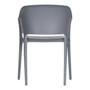 HomeRoots Set of Two Gray Heavy-Duty Plastic Stacking Chairs for Outdoor Dining, Comfort & Modern Style 527886