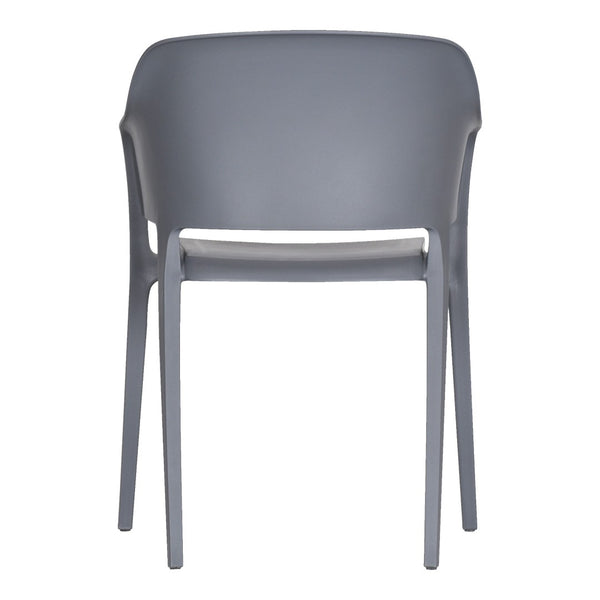 HomeRoots Set of Two Gray Heavy-Duty Plastic Stacking Chairs for Outdoor Dining, Comfort & Modern Style 527886