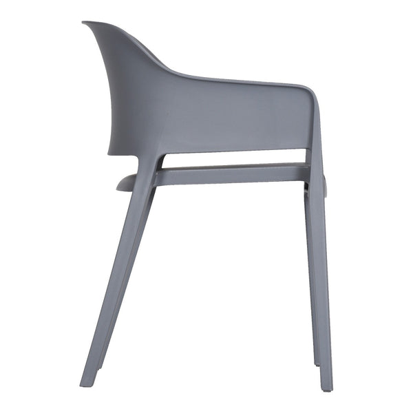 HomeRoots Set of Two Gray Heavy-Duty Plastic Stacking Chairs for Outdoor Dining, Comfort & Modern Style 527886