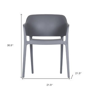 HomeRoots Set of Two Gray Heavy-Duty Plastic Stacking Chairs for Outdoor Dining, Comfort & Modern Style 527886