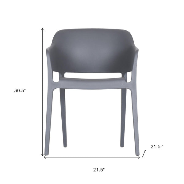 HomeRoots Set of Two Gray Heavy-Duty Plastic Stacking Chairs for Outdoor Dining, Comfort & Modern Style 527886