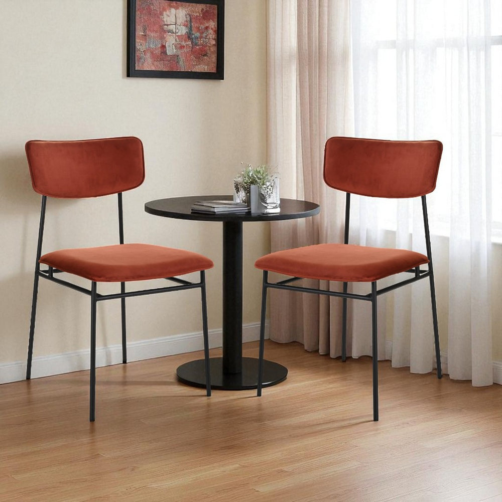 HomeRoots Set of Two Modern Amber Upholstered Dining Chairs with Open-Back Design for Stylish Comfort 527887