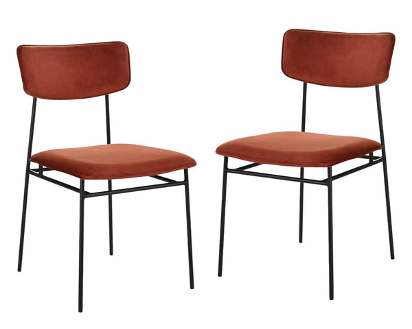 HomeRoots Set of Two Modern Amber Upholstered Dining Chairs with Open-Back Design for Stylish Comfort 527887