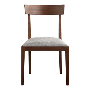 HomeRoots Set of Two Contemporary Gray Upholstered Open-Back Dining Chairs with Durable Brown Legs 527890