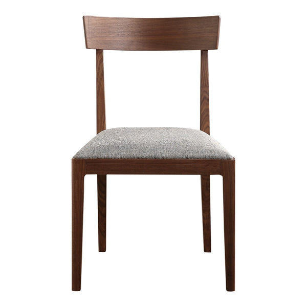 HomeRoots Set of Two Contemporary Gray Upholstered Open-Back Dining Chairs with Durable Brown Legs 527890