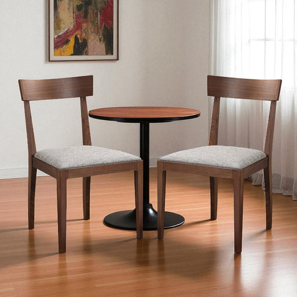 HomeRoots Set of Two Contemporary Gray Upholstered Open-Back Dining Chairs with Durable Brown Legs 527890