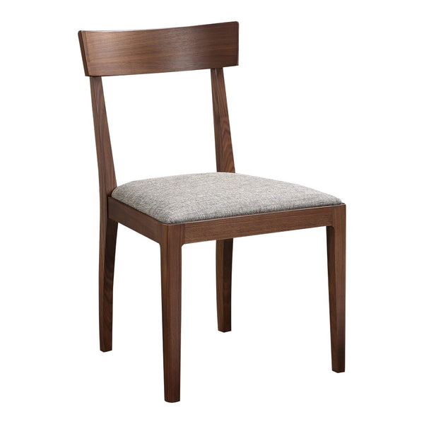 HomeRoots Set of Two Contemporary Gray Upholstered Open-Back Dining Chairs with Durable Brown Legs 527890