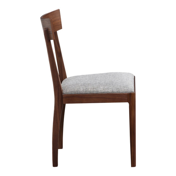 HomeRoots Set of Two Contemporary Gray Upholstered Open-Back Dining Chairs with Durable Brown Legs 527890