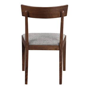HomeRoots Set of Two Contemporary Gray Upholstered Open-Back Dining Chairs with Durable Brown Legs 527890