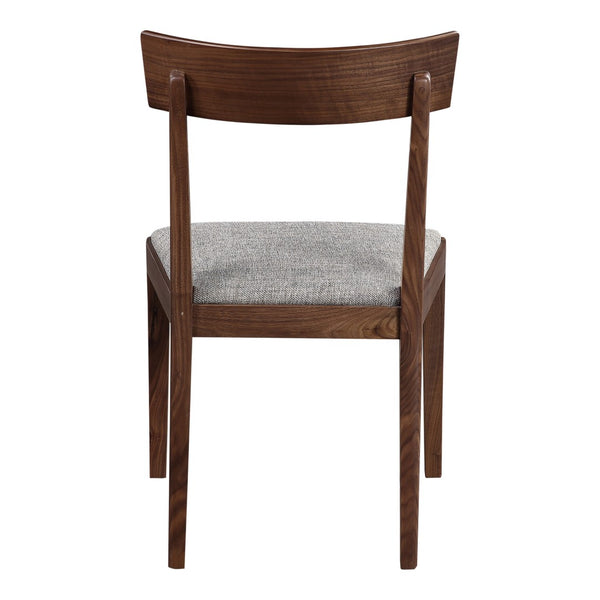 HomeRoots Set of Two Contemporary Gray Upholstered Open-Back Dining Chairs with Durable Brown Legs 527890