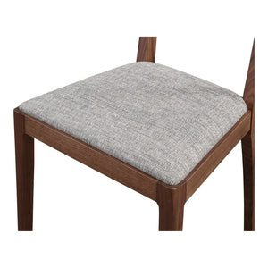 HomeRoots Set of Two Contemporary Gray Upholstered Open-Back Dining Chairs with Durable Brown Legs 527890