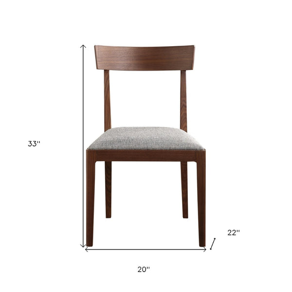HomeRoots Set of Two Contemporary Gray Upholstered Open-Back Dining Chairs with Durable Brown Legs 527890
