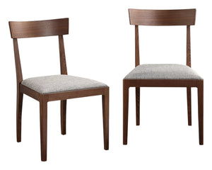 HomeRoots Set of Two Contemporary Gray Upholstered Open-Back Dining Chairs with Durable Brown Legs 527890