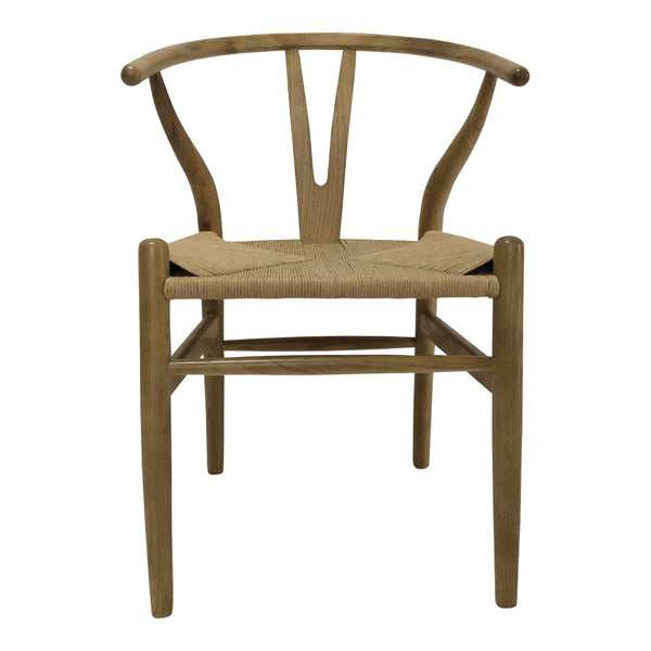 HomeRoots Set of Two Elegant Natural Solid Wood Wishbone Back Armchairs for Stylish Dining & Accent Seating 527891
