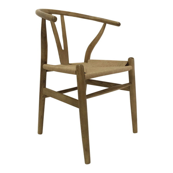 HomeRoots Set of Two Elegant Natural Solid Wood Wishbone Back Armchairs for Stylish Dining & Accent Seating 527891