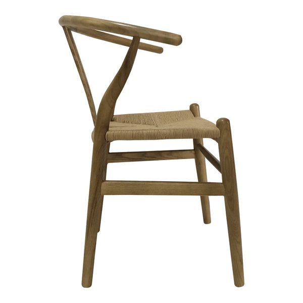 HomeRoots Set of Two Elegant Natural Solid Wood Wishbone Back Armchairs for Stylish Dining & Accent Seating 527891