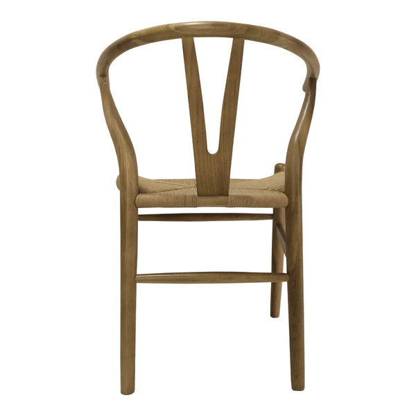HomeRoots Set of Two Elegant Natural Solid Wood Wishbone Back Armchairs for Stylish Dining & Accent Seating 527891