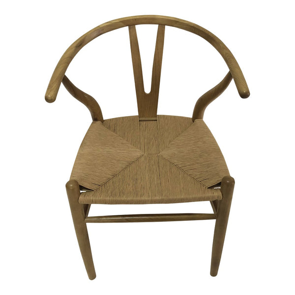 HomeRoots Set of Two Elegant Natural Solid Wood Wishbone Back Armchairs for Stylish Dining & Accent Seating 527891