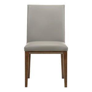 HomeRoots Set of Two Gray and Brown Leather Dining Chairs - Rustic Solid Wood Design for Modern Spaces 527893