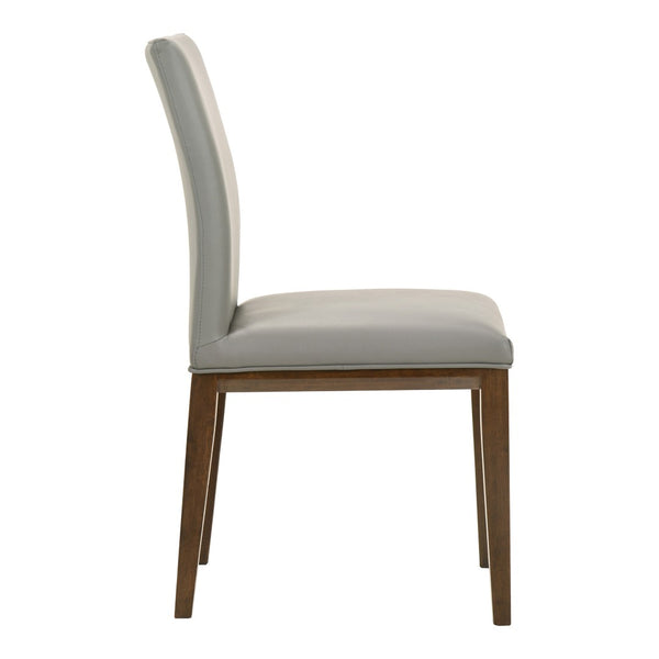 HomeRoots Set of Two Gray and Brown Leather Dining Chairs - Rustic Solid Wood Design for Modern Spaces 527893