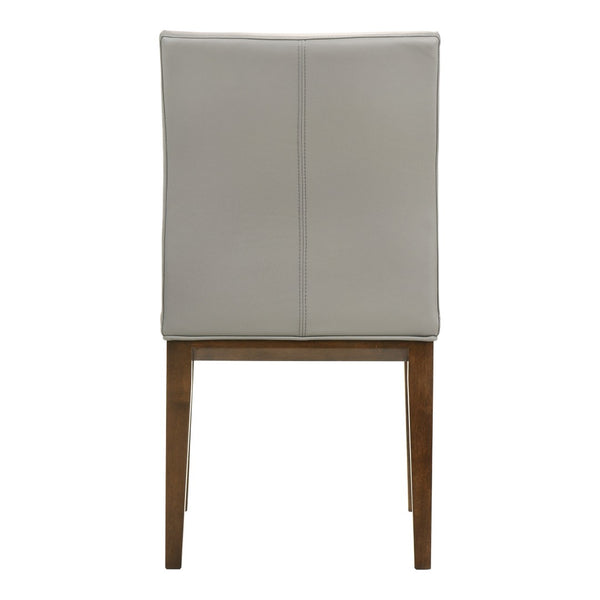 HomeRoots Set of Two Gray and Brown Leather Dining Chairs - Rustic Solid Wood Design for Modern Spaces 527893