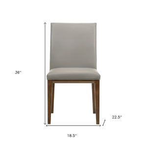 HomeRoots Set of Two Gray and Brown Leather Dining Chairs - Rustic Solid Wood Design for Modern Spaces 527893